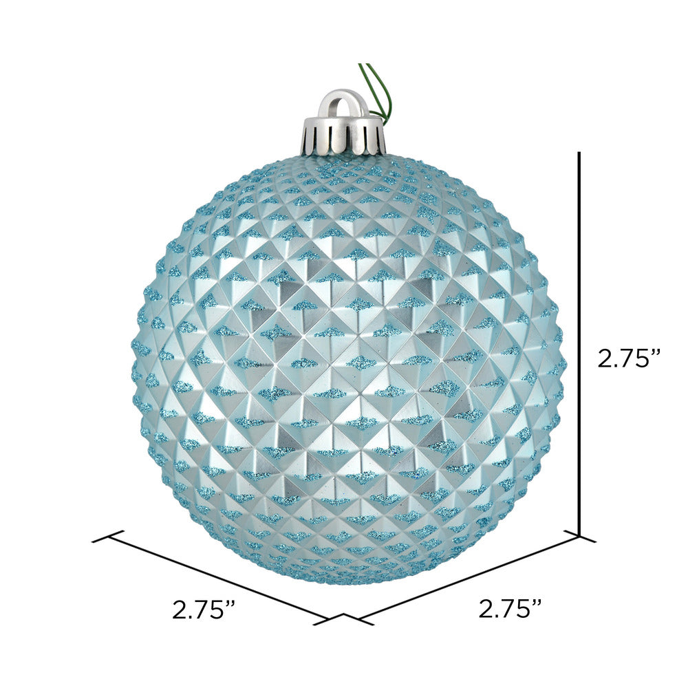 Vickerman 2.75" Baby Blue Durian Glitter Ball Ornament 12 per Bag