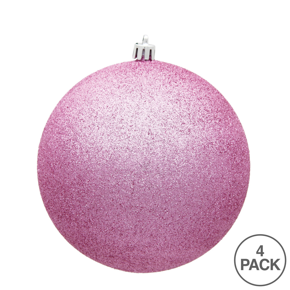 Vickerman 6" Pink Glitter Ball Ornament 4 per Bag