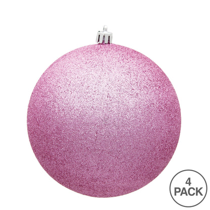 Vickerman 6" Pink Glitter Ball Ornament 4 per Bag