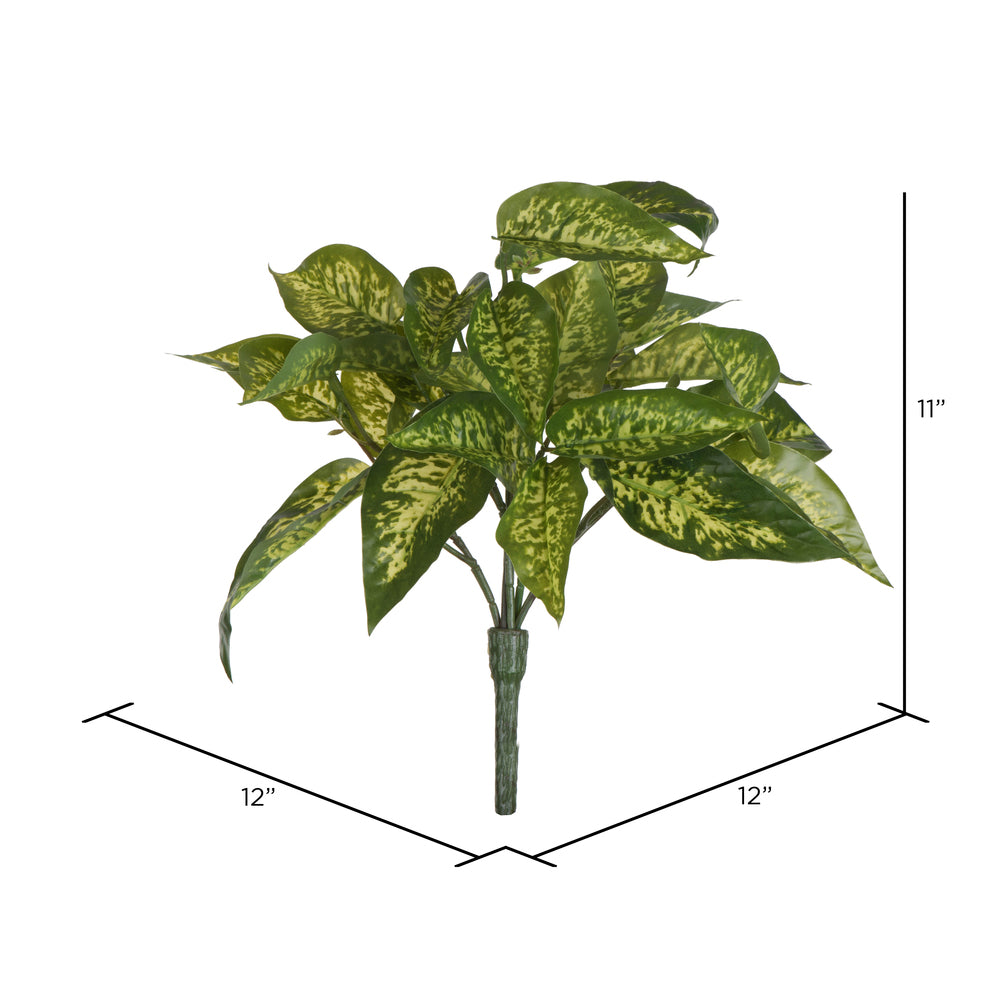 Vickerman 11" Artificial Green Plastic Dieffenbachia Bush Set of 3
