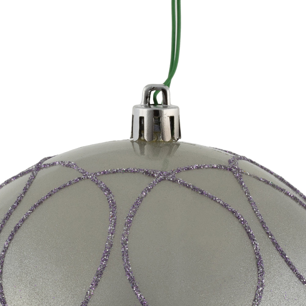 Vickerman 4.75" Lilac Candy Ornament with Circle Glitter Pattern 4 per Bag