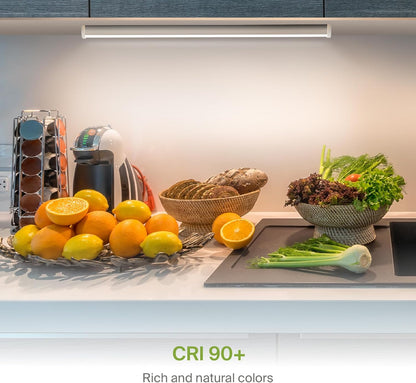 ASD Lighting LED Under Cabinet Linear 18" 8W 120V Dimmable CCT Selectable 2700/3000/4000K Hardwired or Plug-in, Linkable, Hi/Low Switch, White UL