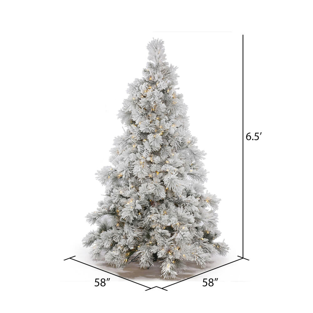 Vickerman 6.5' Flocked Alberta Artificial Christmas Tree Pure White LED Lights