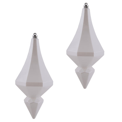 Vickerman 8" White Candy Finish Diamond Finial Ornament Pack of 2