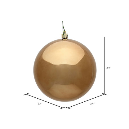 Vickerman 2.4" Mocha Shiny Ball Ornament 24 per Bag