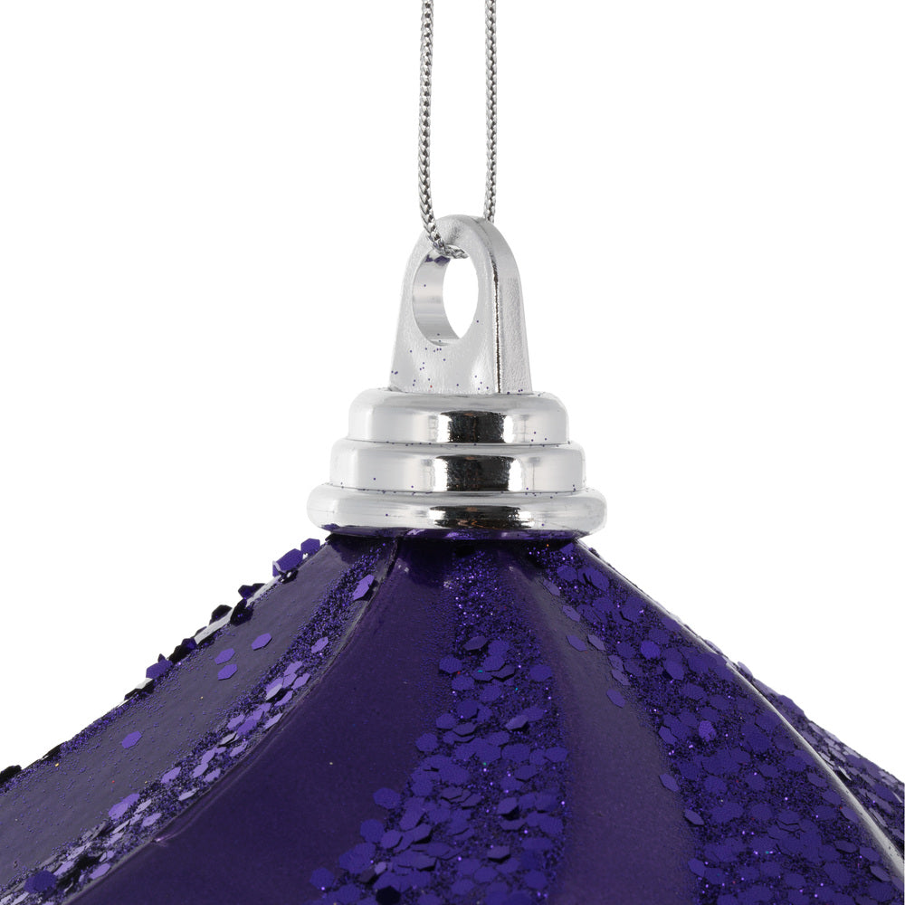 Vickerman 6'' Plum Candy/Glitter Swirl Diamond Christmas Ornament