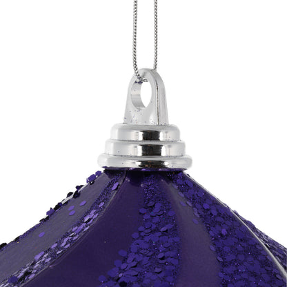 Vickerman 6'' Plum Candy/Glitter Swirl Diamond Christmas Ornament