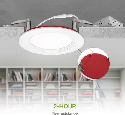 ASD Lighting LED Recessed Mini Panel Fire Rated Round 4inch 12W 120-277V 0-10V Dimmable 2700/3000/3500/4000/5000K with Baffle Trim White ETL Energy Star