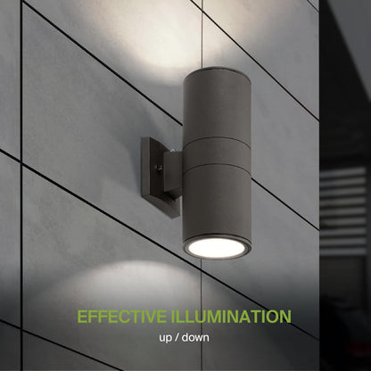 ASD Lighting LED Round Outdoor Wall Cylinder Up and Down 18W CCT Selectable 3000/4000/5000K with Photocell Oil Rubbed Bronze ETL