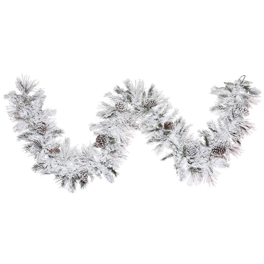 Vickerman 9' x 14" Flocked Atka Artificial Christmas Garland Unlit