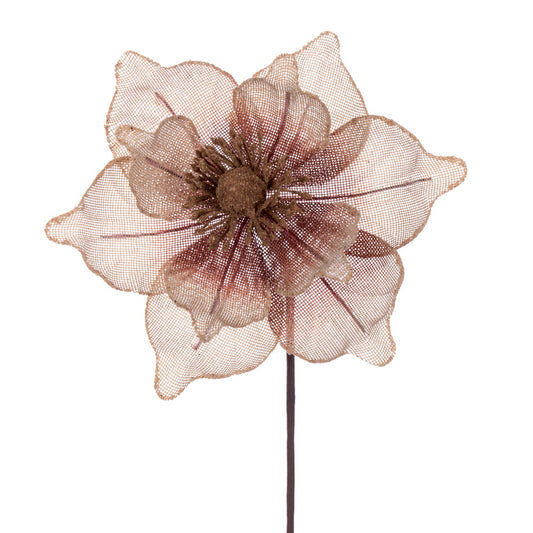 Vickerman 17" Artificial Jute Mesh Magnolia Christmas Stem 5 per bag