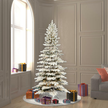 Vickerman 6.5' x 40" Flocked Stratton Pine Artificial Christmas Tree Low Voltage LED Warm White Wide Angle 3mm Lights