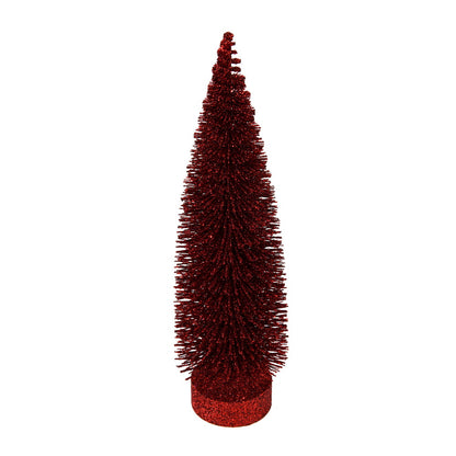 Vickerman 12"-14"-16" Burgundy Glitter Oval Pine Artificial Christmas Tree Set of 3