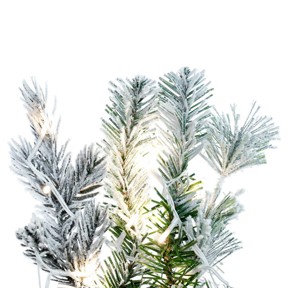 Vickerman 9' x 14' Flocked Kiana Artificial Christmas Garland with Warm White LED lights.