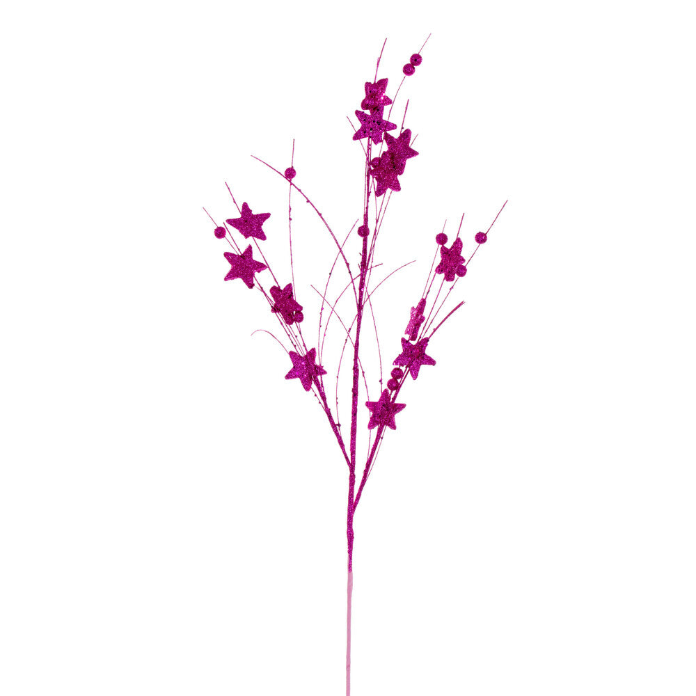 Vickerman 33" Hot Pink Star and Ball Glitter Spray 6 per bag.
