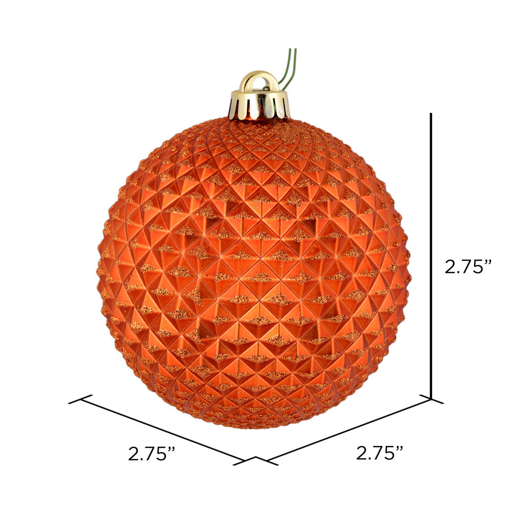 Vickerman 2.75" Burnished Orange Durian Glitter Ball Ornament 12 per Bag