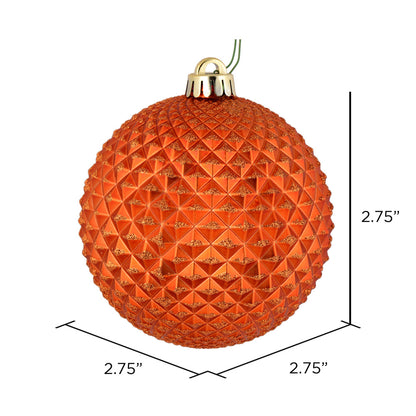 Vickerman 2.75" Burnished Orange Durian Glitter Ball Ornament 12 per Bag