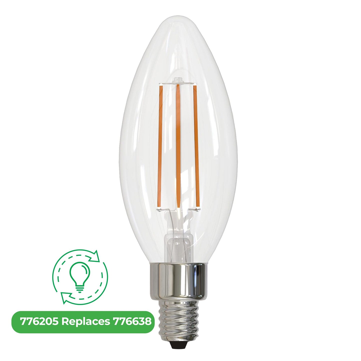 Bulbrite LED Filament 5.1 Watt Dimmable B11 Light Bulb with Clear finish and Candelabra (E12) Base - 4000K Cool White Light, 500 Lumens