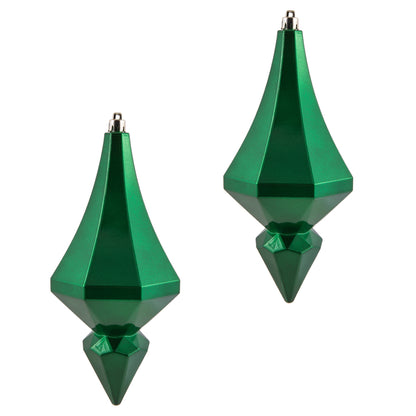 Vickerman 8" Green Candy Finish Diamond Finial Ornament Pack of 2