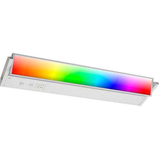 Westgate 18In Adj. Head Under Cab. 3Cct + 9 RGB Modes, Push-Button Control, Cords Incl., White, Undercabinet Lighting, 8W, 440 Lumens, 30K/40K/50K + RGB, White Finish None