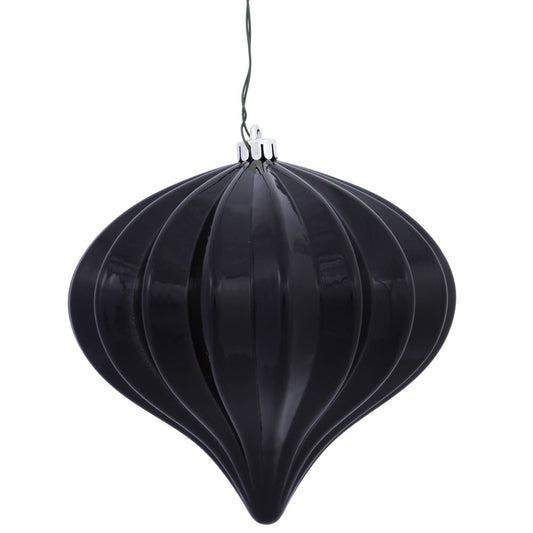 Vickerman 5.7" Black Shiny Onion Christmas Ornament UV treated Set of 3