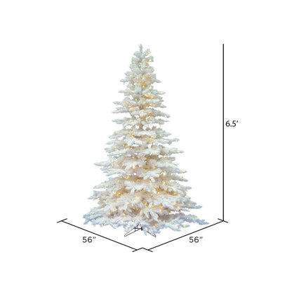 Vickerman 6.5' Flocked White Spruce Artificial Christmas Tree Pure White LED Lights