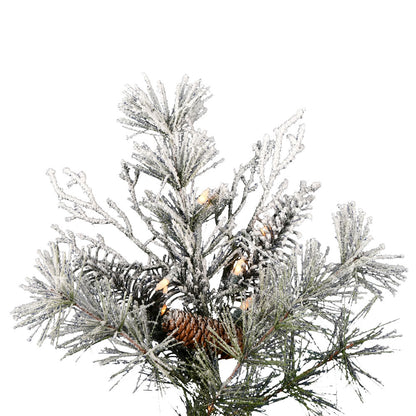 Vickerman 12' x 95" Flocked Cheshire Artificial Christmas Tree Warm White Dura-Lit® LED Lights