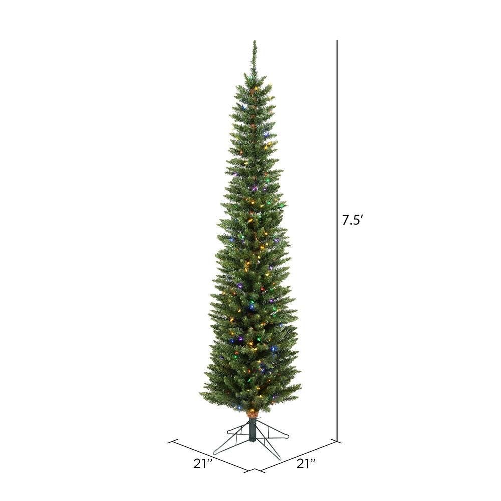 Vickerman 7.5' Durham Pole Pine Artificial Christmas Tree Multi-Colored LED Dura-lit Lights