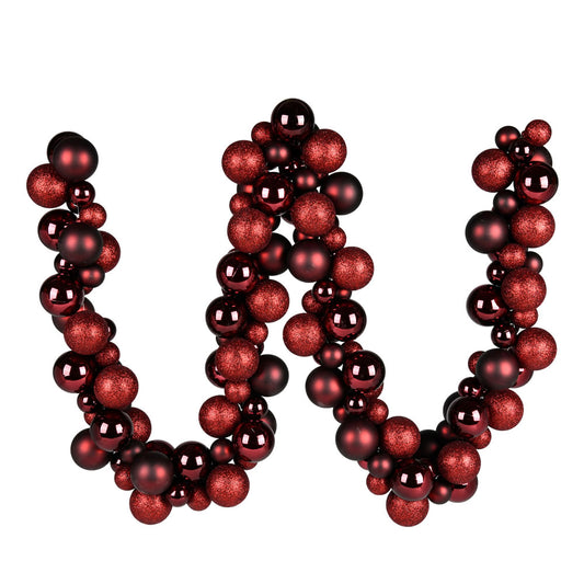 Vickerman 6' Burgundy Assorted Ornament Ball Christmas Garland