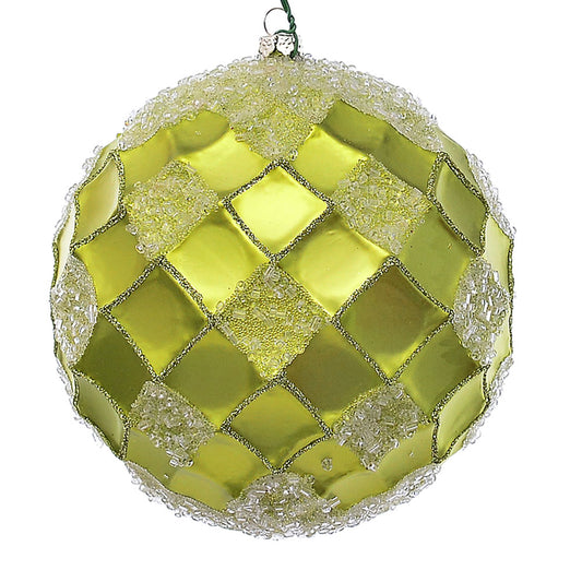 Vickerman 4.75" Lime Net Beaded Ball 3 per Bag