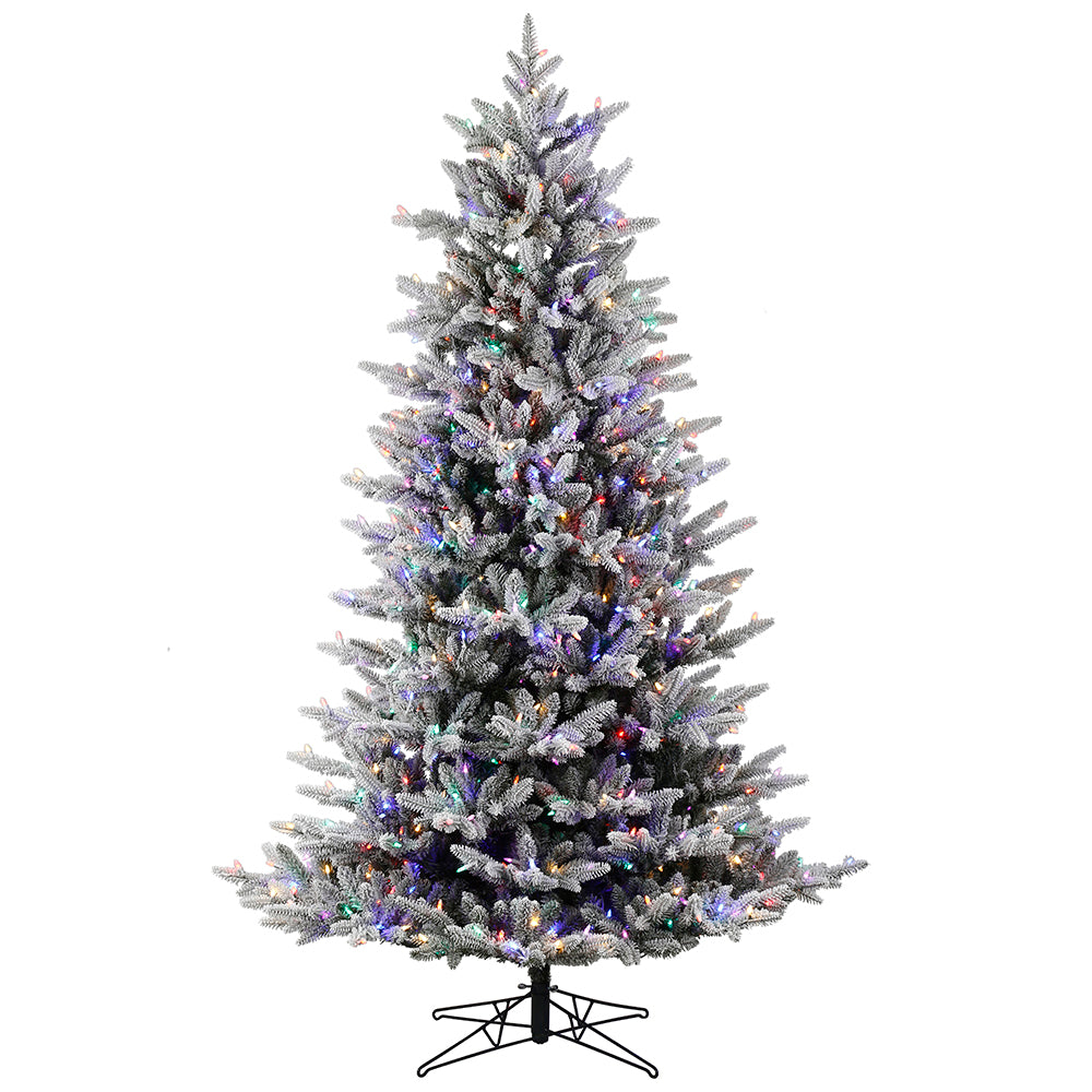 Vickerman 6.5' x 49" Flocked Aspen Fir Artificial Christmas Tree Multi-colored LED Lights