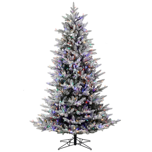 Vickerman 6.5' x 49" Flocked Aspen Fir Artificial Christmas Tree Multi-colored LED Lights
