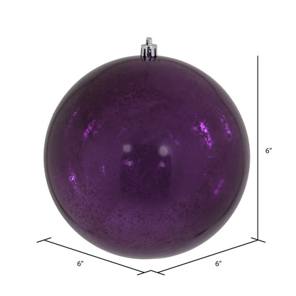 Vickerman 6" Plum Shiny Mercury Ball Ornament 4 per Bag