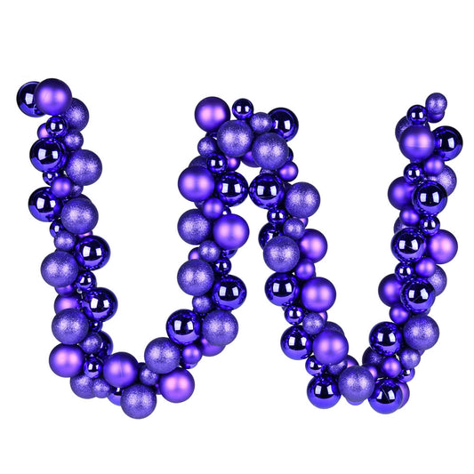 Vickerman 6' Purple Assorted Ornament Ball Christmas Garland