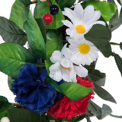 Vickerman 22" Artificial Mixed Floral Wreath With Red White And Blue Flowers and Berries