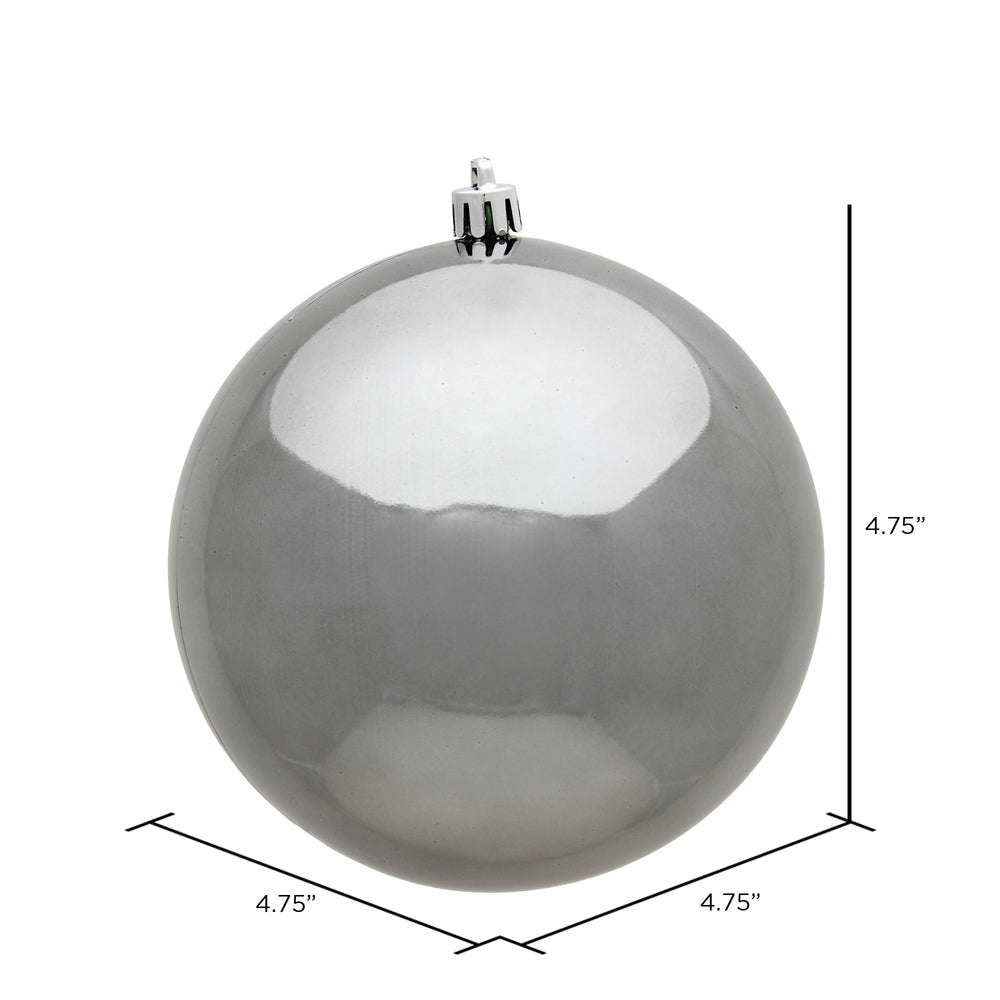 Vickerman 4.75" Pewter Shiny Ball Ornament 4 per Bag