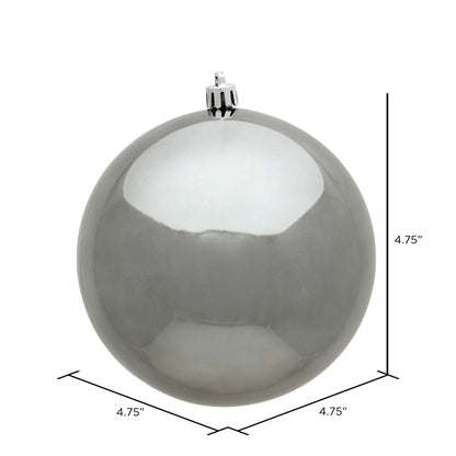Vickerman 4.75" Pewter Shiny Ball Ornament 4 per Bag