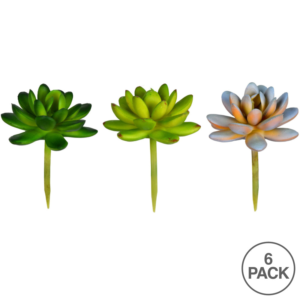 Vickerman 3" Artificial Assorted Succulent Picks 6 per Bag