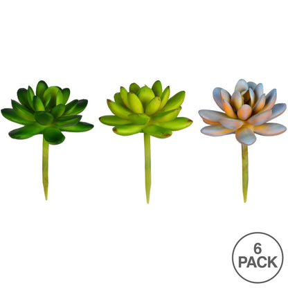 Vickerman 3" Artificial Assorted Succulent Picks 6 per Bag