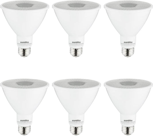 Sunlite 80942 LED PAR30 Long Neck Recessed Light Bulb, 9 Watt, (75W EQ), 850 Lm, Medium E26 Base, Dimmable, ETL Listed, 35 Degrees Beam Angle, Energy Star Certified, 3000K Warm White, 6 Pack