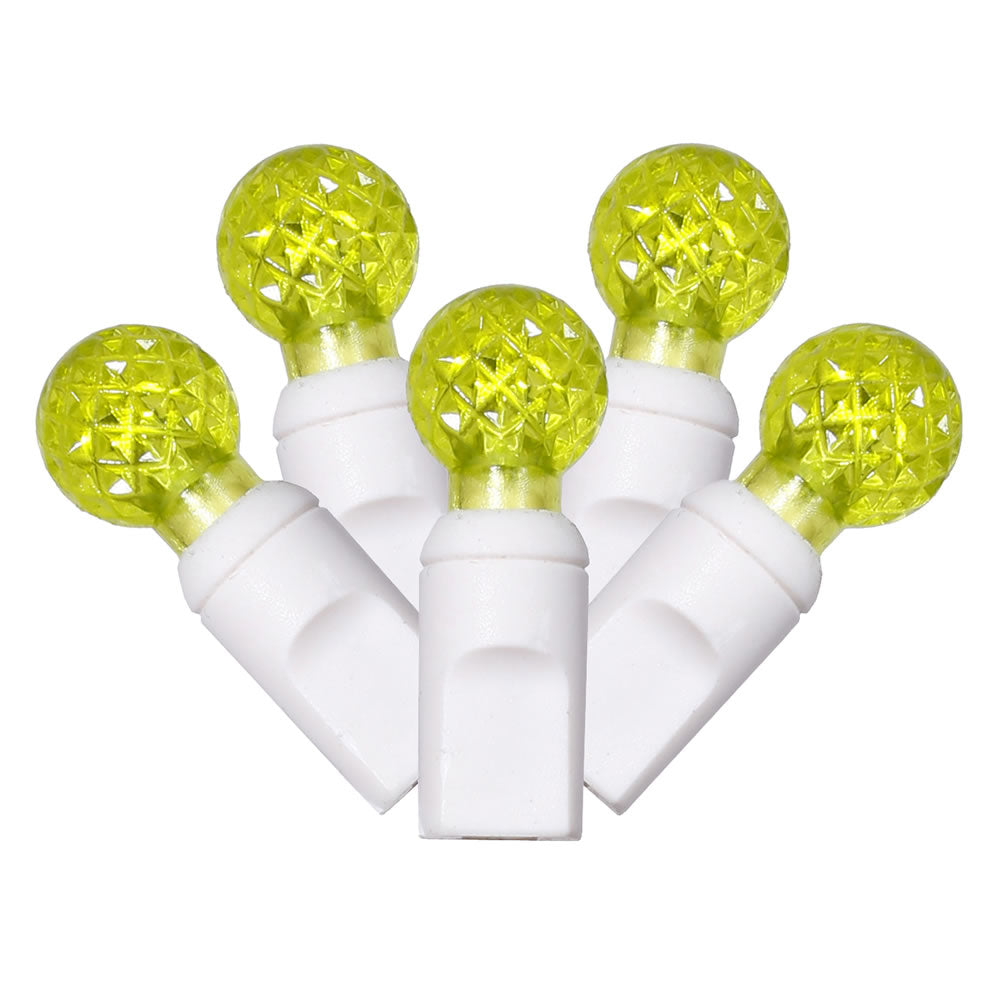 Vickerman 50 Lime G12 LED Light on White Wire 25' Christmas Single Mold Light Strand