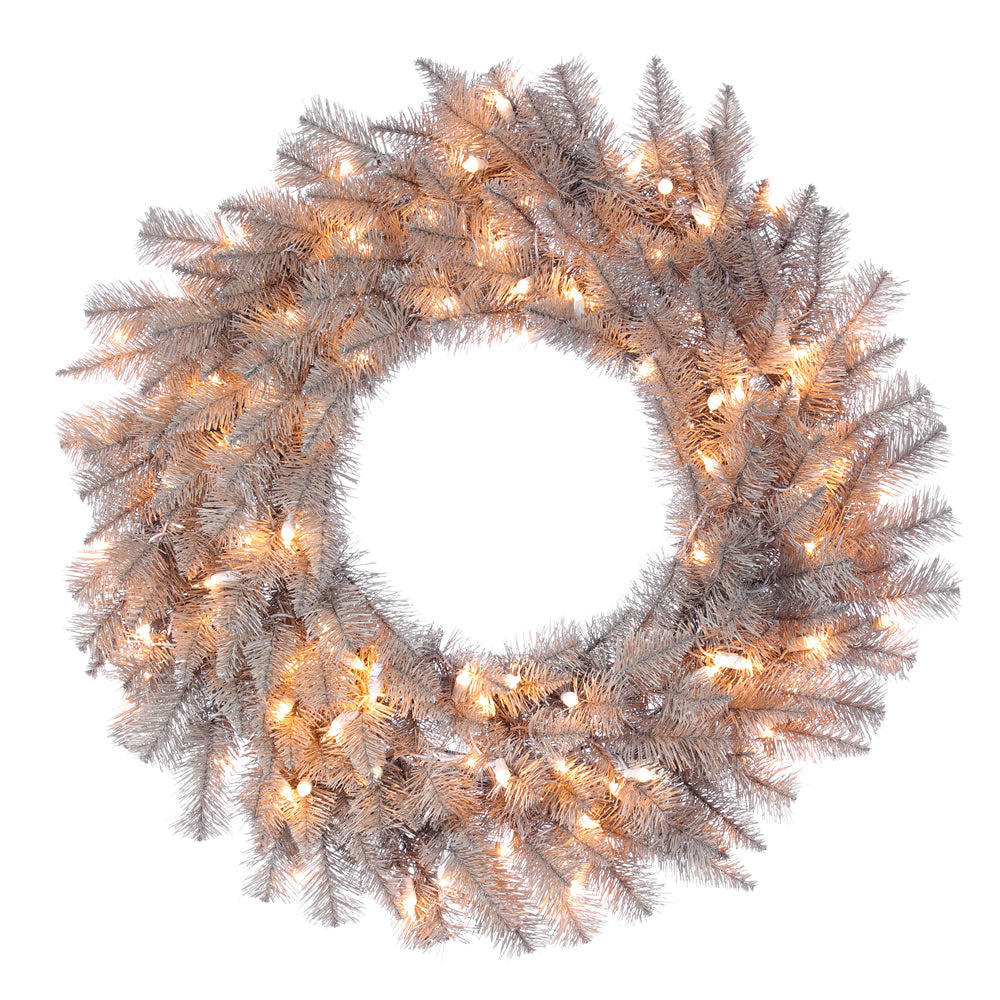 Vickerman 30" Platinum Fir Artificial Christmas Wreath Clear Dura-lit Incandescent Lights