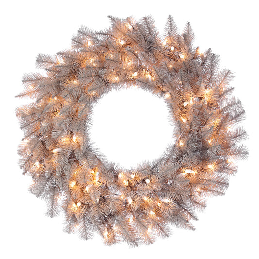 Vickerman 30" Platinum Fir Artificial Christmas Wreath Clear Dura-lit Incandescent Lights