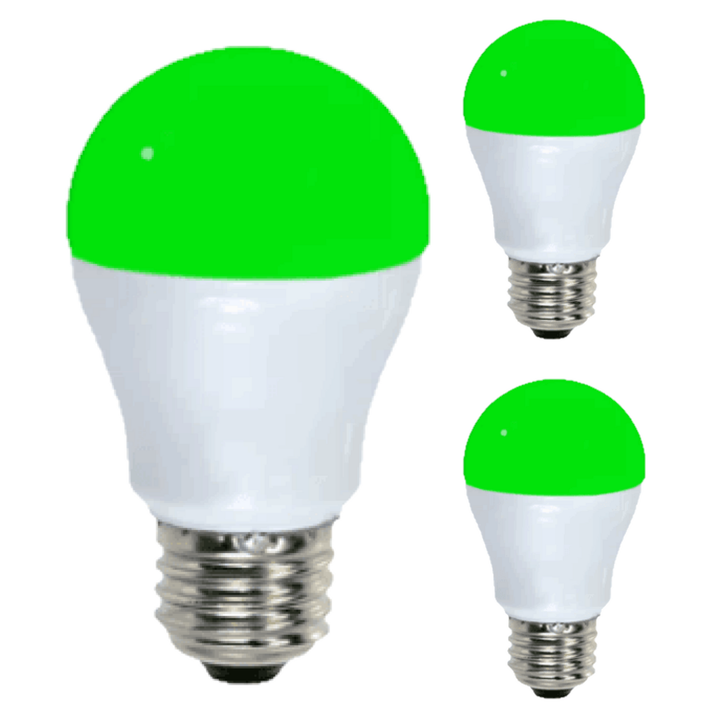 Damar A15 LED Green Light Bulb 5W 330 Lumen E26 Medium Screw Base for Party Decoration Holiday Lighting Small Light Bulb 120V 200° Beam Angle White Finish Turns Green When Lit Pack of 3