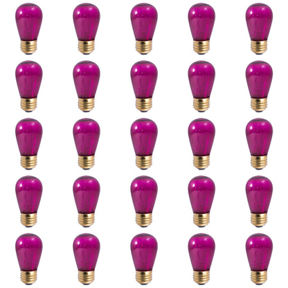 BULBRITE INCANDESCENT S14 MEDIUM SCREW (E26) 11W DIMMABLE LIGHT BULB TRANSPARENT PINK 25PK (701611)