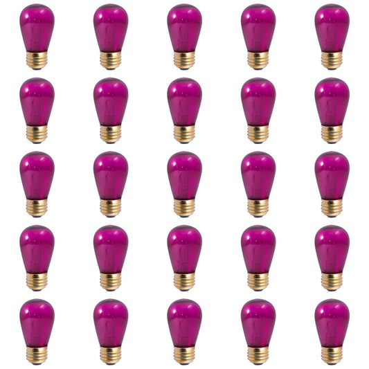 BULBRITE INCANDESCENT S14 MEDIUM SCREW (E26) 11W DIMMABLE LIGHT BULB TRANSPARENT PINK 25PK (701611)