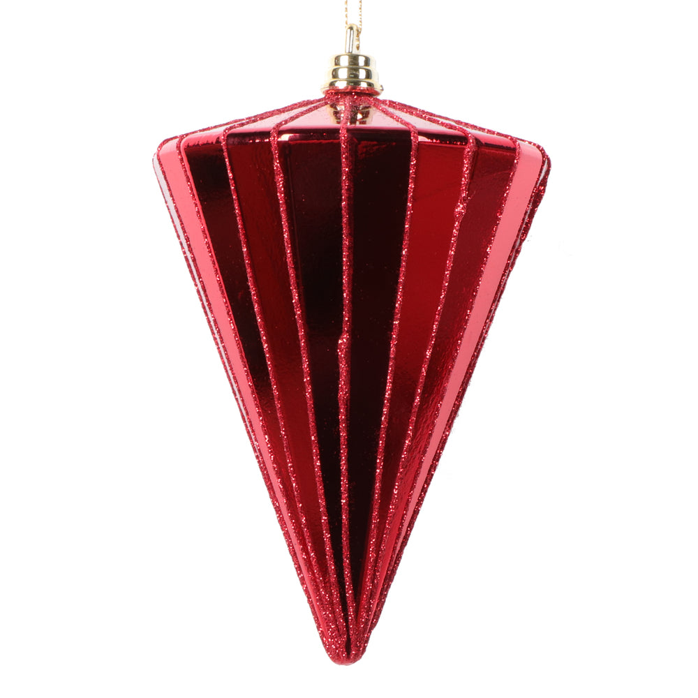Vickerman 6" Shiny Red Cone Ornament 3 per bag.