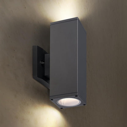 ASD Lighting BULB Square Outdoor Wall Cylinder, Up and Downlight Fixture, 120V, 60W Max, 11.81", 50°, Bronze Finish