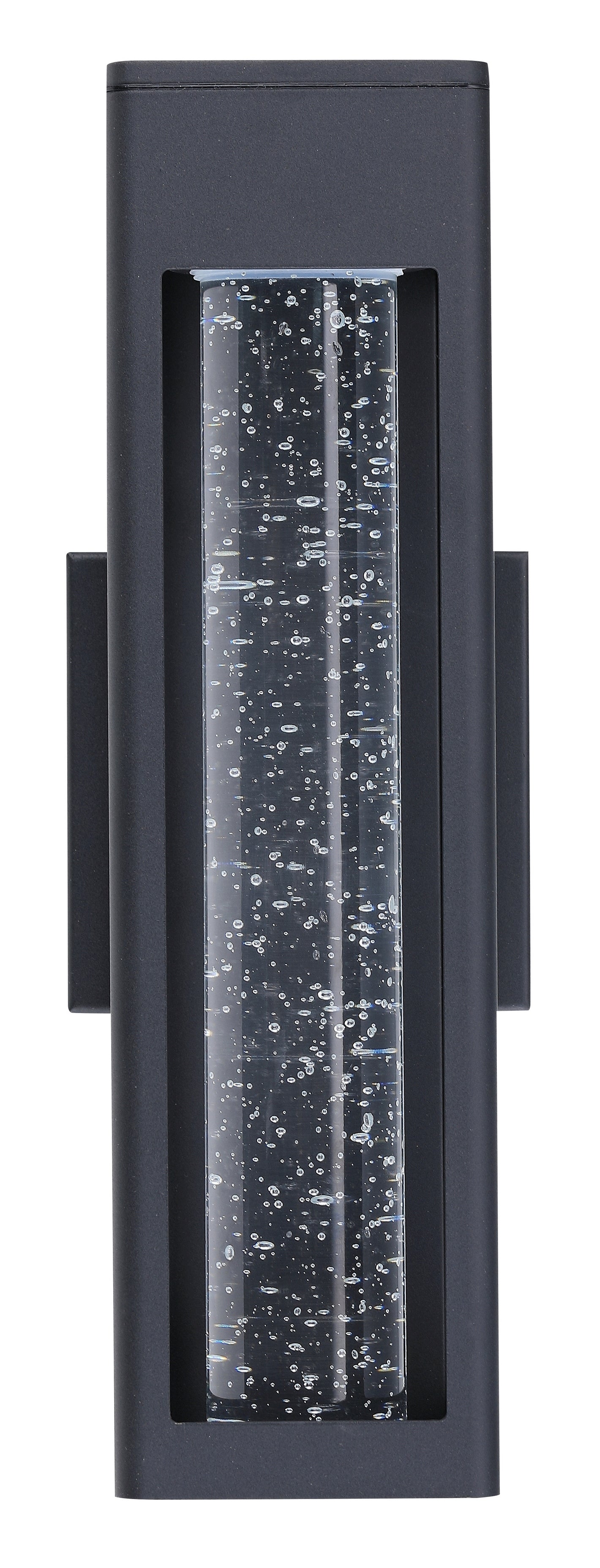 ASD Lighting LED Outdoor Wall Sconce 14" 12W CCT Selectable 3000/4000/5000K Dimmable Clear Seeded Glass, Black ETL