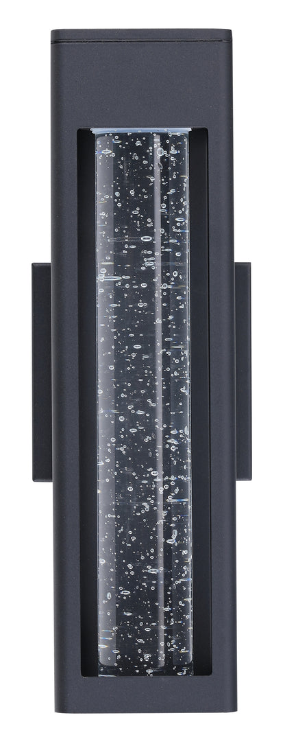 ASD Lighting LED Outdoor Wall Sconce 14" 12W CCT Selectable 3000/4000/5000K Dimmable Clear Seeded Glass, Black ETL
